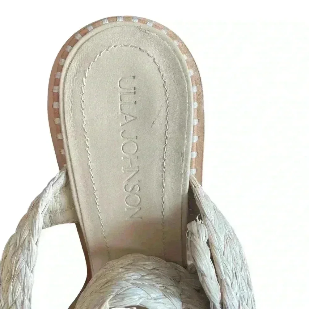 Ulla Johnson Lydia Natural Raffia Strappy Ankle Wrap Sandal Pumps 40/10